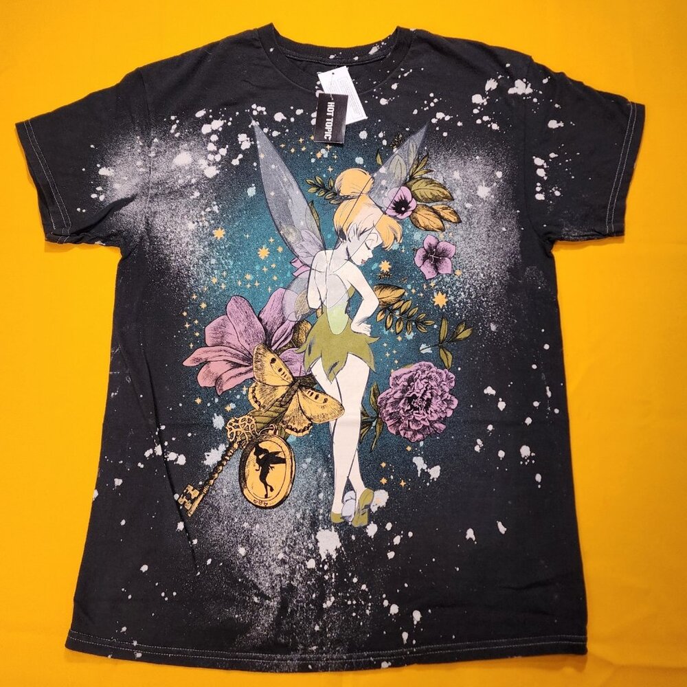 Disney Tinker Bell Peter Pan T Shirt Boy Friend T Grey Splatter Dye Print Large